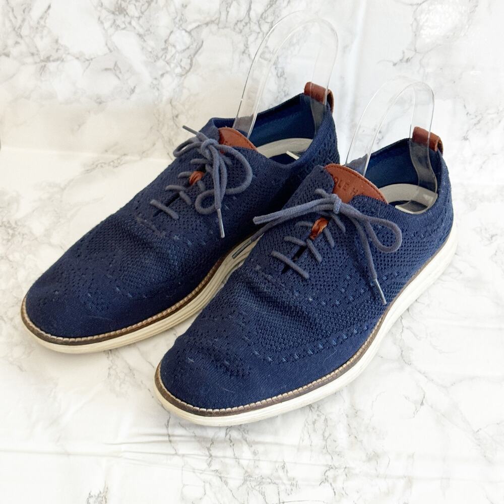 COLE HAAN Original Grand Stitchlite Wingtip Oxfords Navy Blue 8